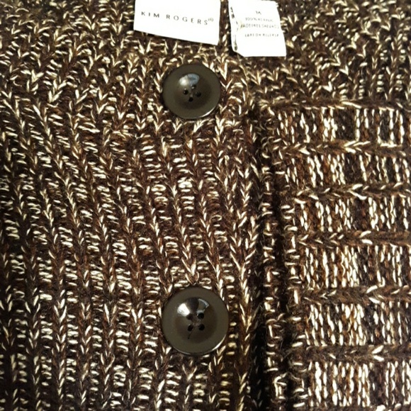 BLACK & WHITE WAFFLE WEAVE 3/4 SLEEVE CARDIGAN, M - Picture 7 of 7